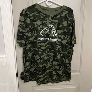 Edgar and Ash green camo Drinking Buddies t shirt size Large